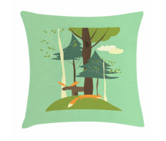Elk and Fox in Forest Pillow Cover
