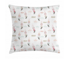 Doodle Rabbit Girls Pillow Cover