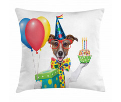 Party Dog and Balloons Pillow Cover