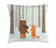 Bear with Accordion Fox Pillow Cover
