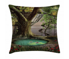 Enchanted Tree Fort Pond Pillow Cover