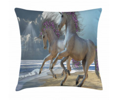 Flower Adorned Mane Horse Pillow Cover