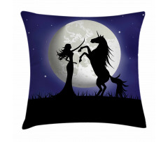 Rampant Horse and Girl Pillow Cover