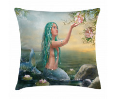 Mermaid and Magnolias Pillow Cover