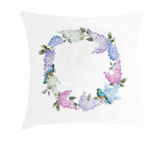 Flower Wreath and Bird Pillow Cover