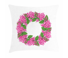 Pink Blossoms Wreath Pillow Cover