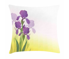 Iris Flowers Leaves Pillow Cover