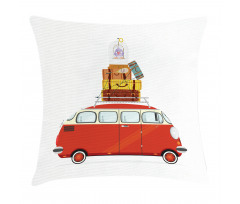 Cartoon Retro Minivan Pillow Cover