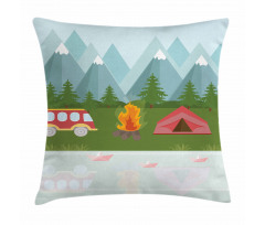 Cartoon Caravan Tent Pillow Cover