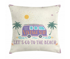 Grunge Beach Words Pillow Cover