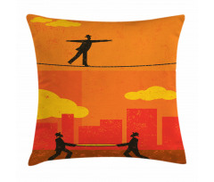 Men Walk Tightrope Net Pillow Cover