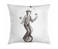Juggler Clown on Wheel Pillow Cover