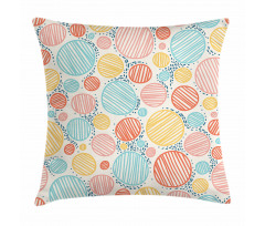 Striped Circles Pastel Pillow Cover