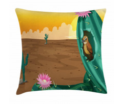 Desert Cactus and Bird Pillow Cover