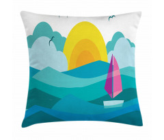 Sunny Sea Sail Ship Pillow Cover