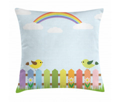 Birds on Fence Pillow Cover