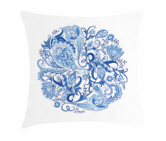 Paisley Circle in Blue Pillow Cover