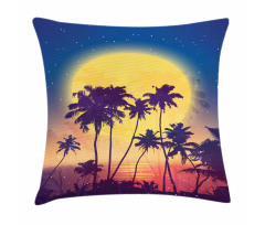 Retro Moon Rise Palms Pillow Cover