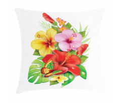 Colorful Hibiscus Blooming Pillow Cover