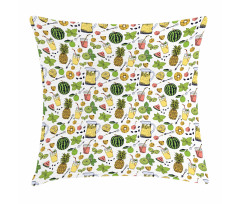 Summer Drinks Fruits Pillow Cover