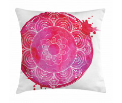Pink Watercolor Mandala Pillow Cover