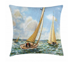 Sailing Wavy Sea Pillow Cover