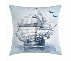 Old Ship at Sea Pillow Cover