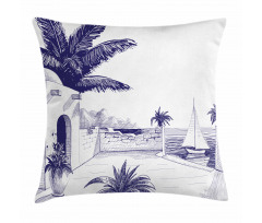 Beach House by Sea Pillow Cover