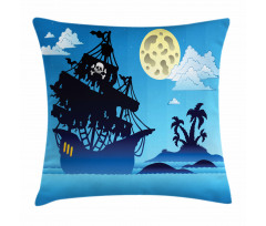 Pirate Ship Island Pillow Cover