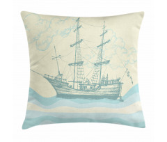 Ship Waves Clouds Pillow Cover