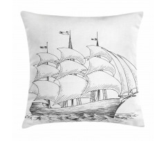 Medieval Ship Sea Pillow Cover