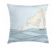Doodle Style Ocean Pillow Cover