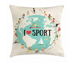 I Love Sports Words Pillow Cover