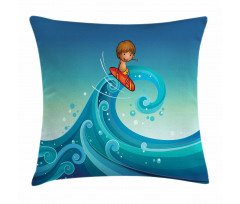 Surfing Baby Waves Pillow Cover