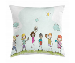 Cartoon Day in Park Pillow Cover