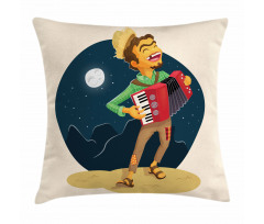 Cheerful Accordion Player Pillow Cover