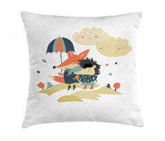 Fox and Hedgehog Couple Pillow Cover
