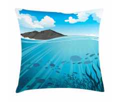 Fishes Sea Mountain Pillow Cover