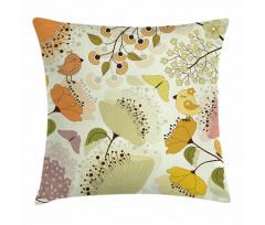 Flowers Birds Butterfly Pillow Cover