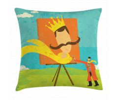 Funny Cartoon Artist Pillow Cover