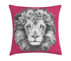Wild Animal Floral Wreath Pillow Cover