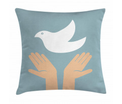 Peace Dove Flying Hands Pillow Cover