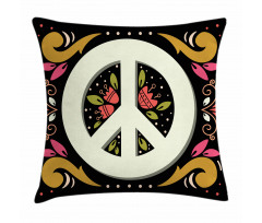 Peace Sign with Flowers Pillow Cover