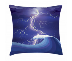 Heavy Storm in the Ocean Pillow Cover