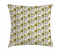 Caricature Bee Hives Rural Pillow Cover