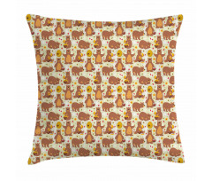 Grizzly Bear Eating Honey Pillow Cover