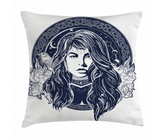 Occult Woman Portrait Pillow Cover