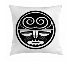 Black Maori Mask Design Pillow Cover