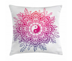 Floral Yin Yang Sign Pillow Cover