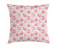 Stamped Peony Design Pillow Cover
